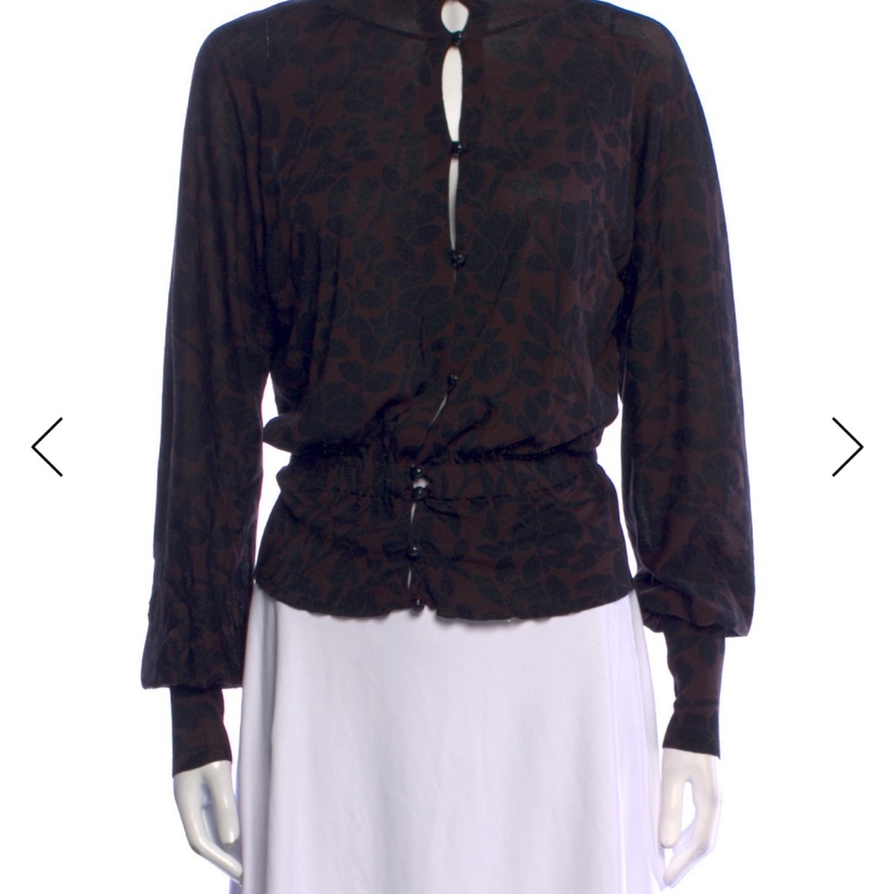 Vintage Yves Saint Laurent Black Brown Silk Knit Women's Sweater
